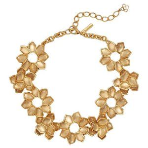 Oscar De La Renta Gold-tone Stone Jagged Flowers Necklace